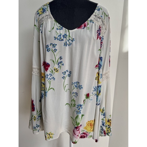 Modcloth Blouse Top 2X Bell Sleeve Fairy Whismy Boho Ethereal Floral Hippie - Picture 8 of 16